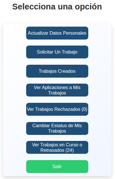 Las opciones que tiene un cliente buscador de trabajadoresú
