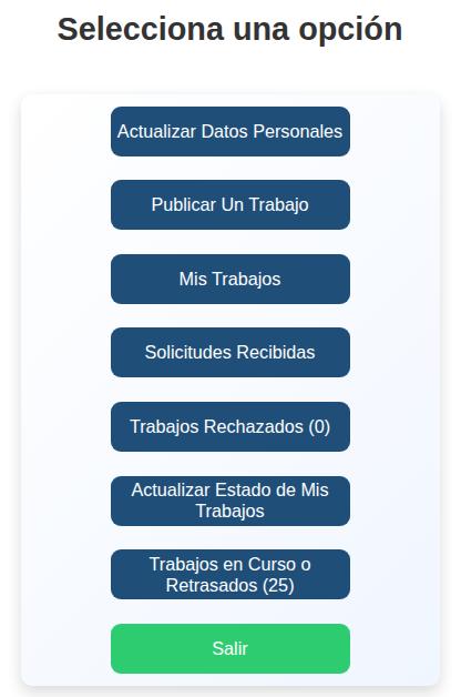 Las opciones que tiene un cliente buscador de trabajadoresú