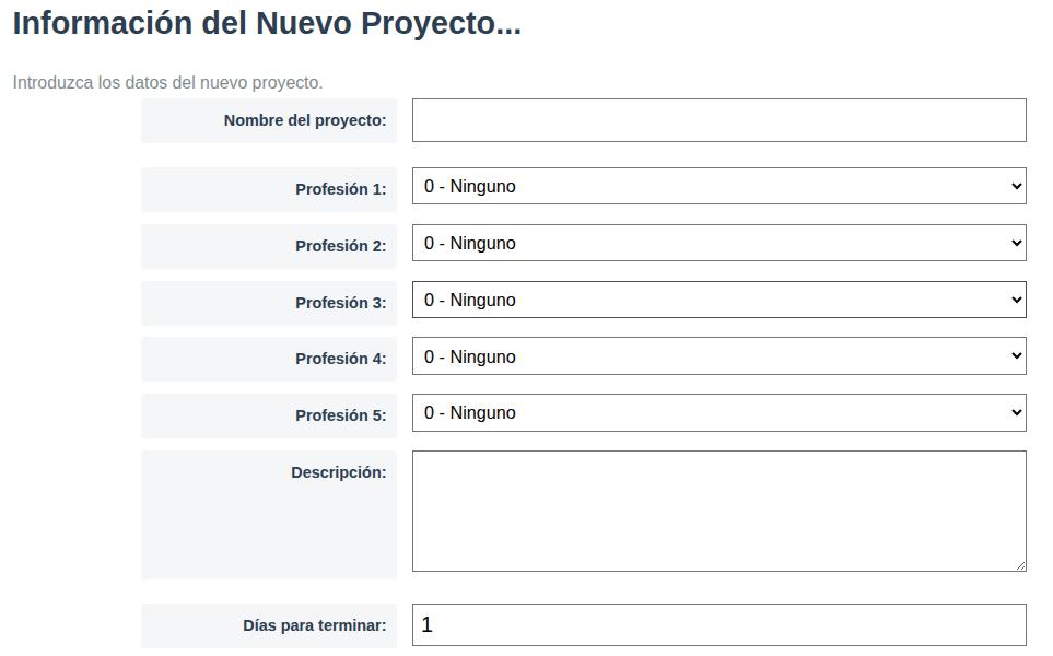 Se muestran los campos para crear una nueva oferta