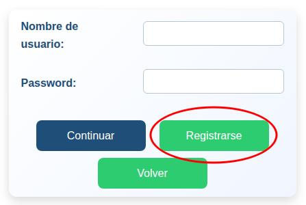 Presione el botón de registrarse si es la primera vez que usa la aplicación